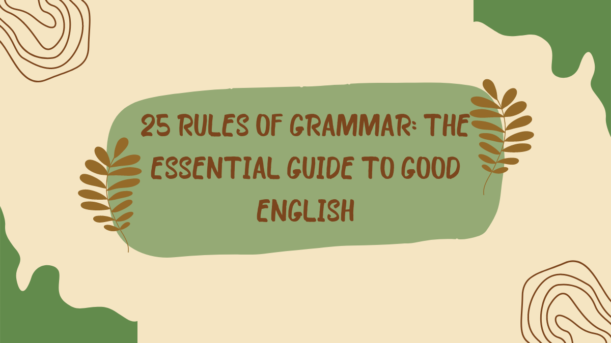 Book cover: '25 Rules of Grammar', blue background with magnifying glass.